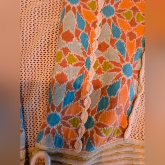 Rare! Lia Molly New Orleans for Anthropologie glass flowers cardigan, size small - Picture 7 of 9